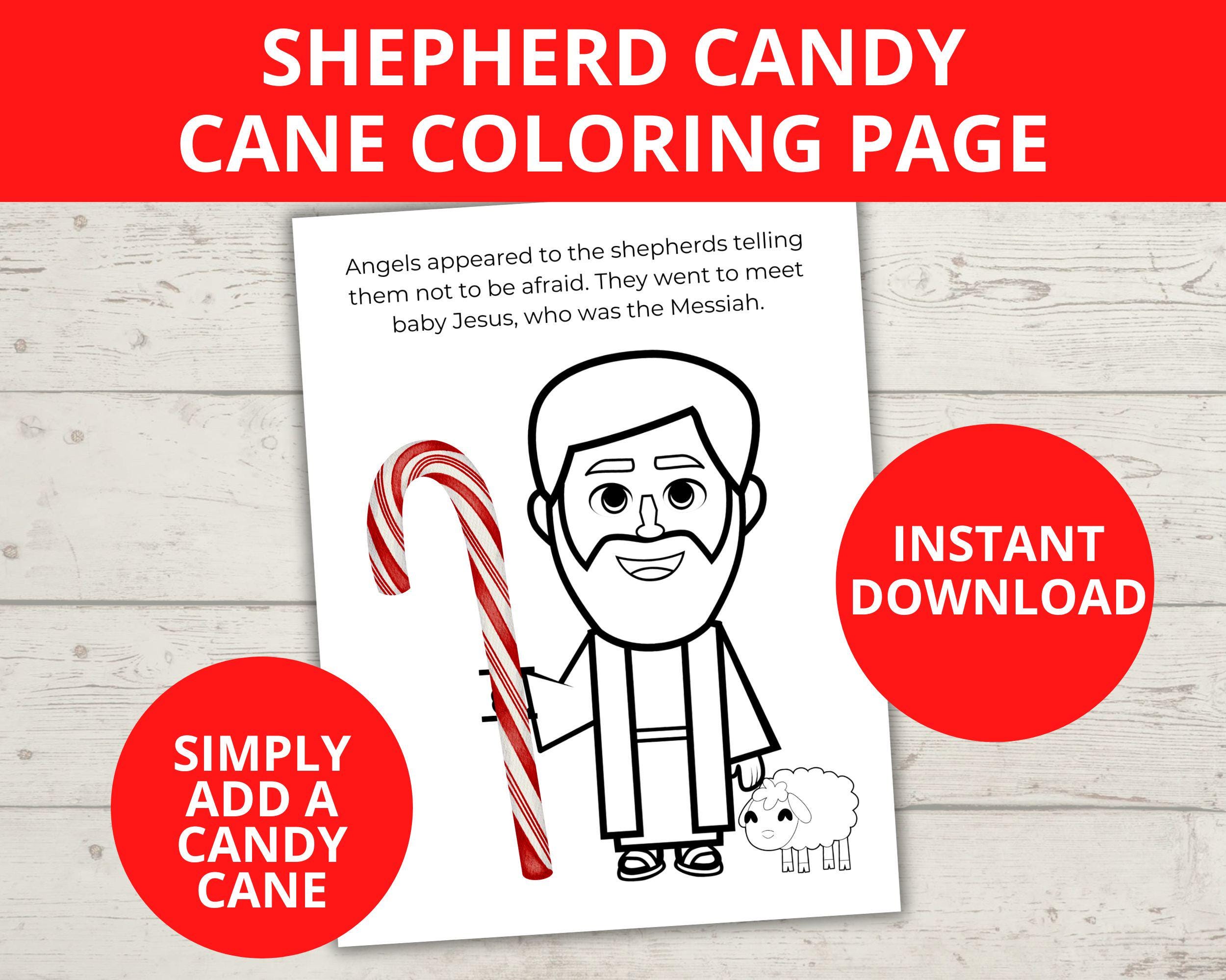 40 Candy Cane Crafts Kids Will Love 9 Shepherd Candy Cane Coloring Page, Shepherd Crook, Preschool…