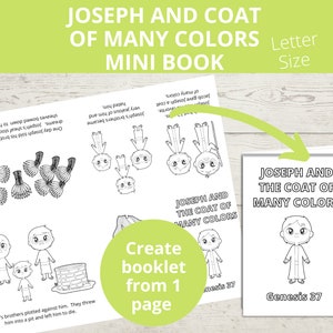 Joseph Coat of Many Colors, Josephs Coat, Sunday school craft, Bible Story Coloring book, Printable Mini Book, Joseph Egypt, Homeschool