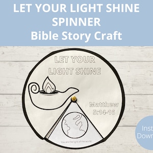 Lascia che la tua luce brilli, storia biblica stampabile, città su una collina, Matteo 5, fogli di lavoro biblici per la scuola domestica, lavoretti biblici per bambini, scuola domenicale