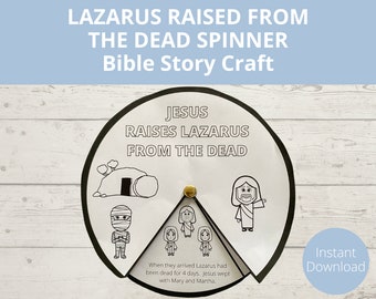 Raising of Lazarus Sunday school Craft, Bible Story Activities, Jesus signs, Jesus miracles, Printable Bible craft, Kids Spinner, A4 Size