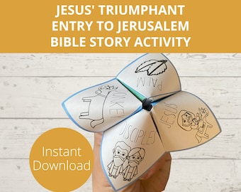 Palm Sunday craft, Jesus Triumphant Entry to Jerusalem Bible Story activity, Easter craft, Paper craft, Fortune Teller, Cootie Catcher