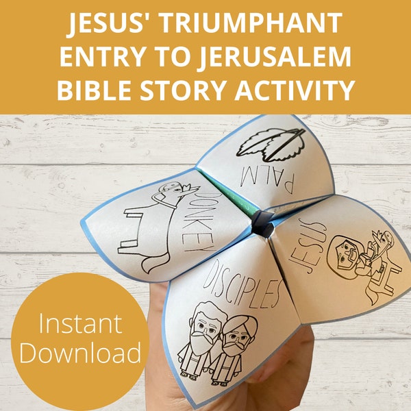 Palm Sunday craft, Jesus Triumphant Entry to Jerusalem Bible Story activity, Easter craft, Paper craft, Fortune Teller, Cootie Catcher