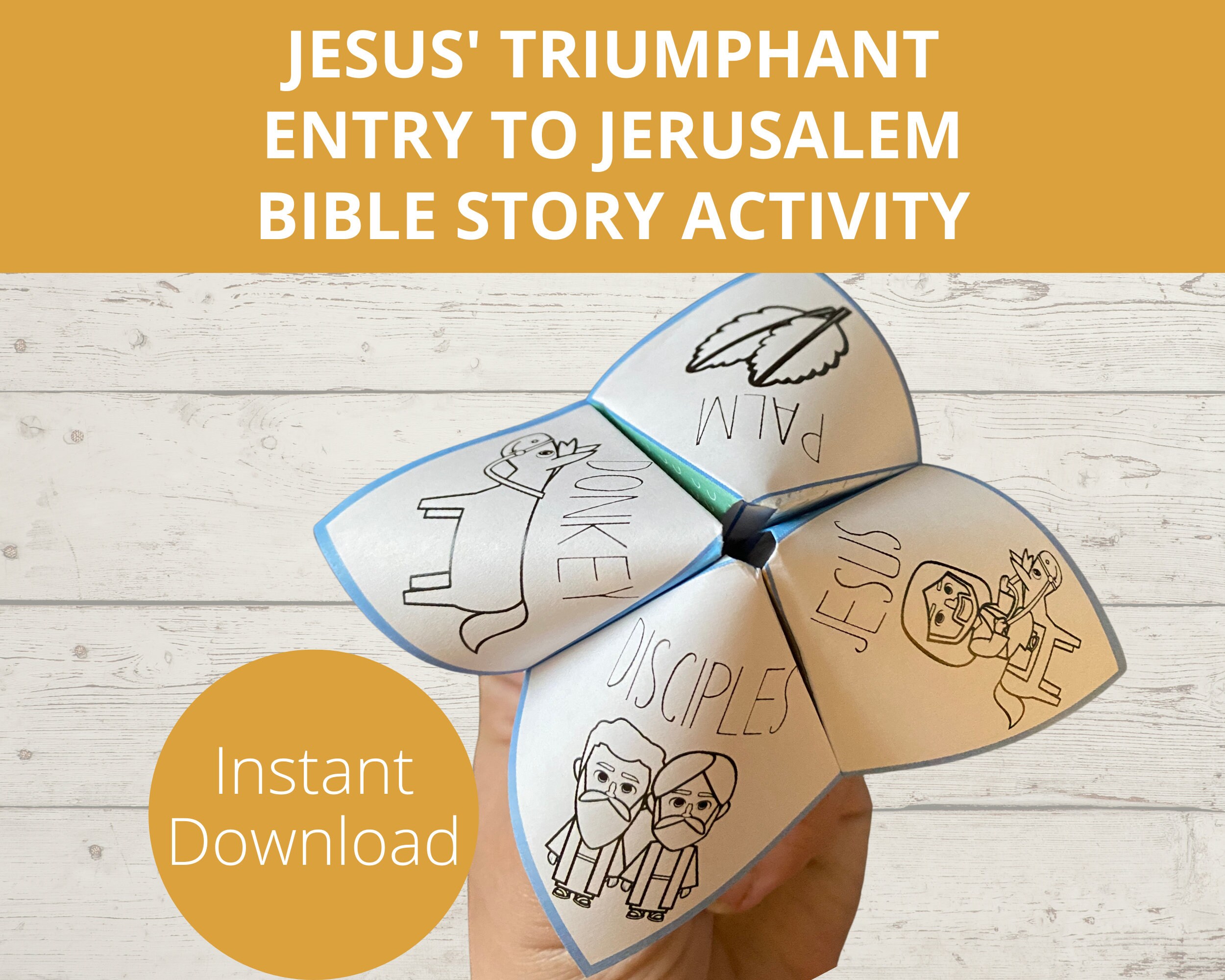 Palm Sunday craft, Jesus Triumphant Entry to Jerusalem Bible Story activity, Easter craft, Paper craft, Fortune Teller, Cootie Catcher
