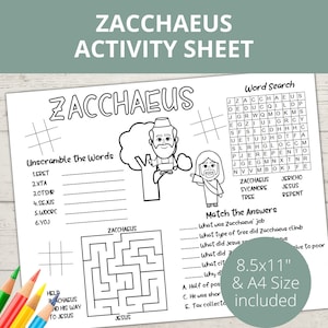 Zacchaeus Craft, Church Kids Activity, Jesus and Zacchaeus, Activity Pages, Sunday School Activities, Zacchaeus Puzzle, Bible Placemat