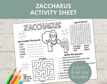 Zacheüs Craft, kerkkinderactiviteit, Jezus en Zacheüs, activiteitenpagina's, zondagsschoolactiviteiten, Zacheüs puzzel, Bijbel Placemat