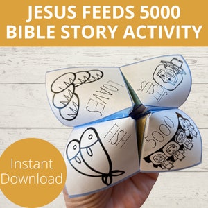 Créations manuelles Jesus Feeds 5000, Travaux manuels de l'école du dimanche, Jesus Miracles, Diseuse de bonne aventure, Attrape-cootie, VBS, École biblique pour les vacances