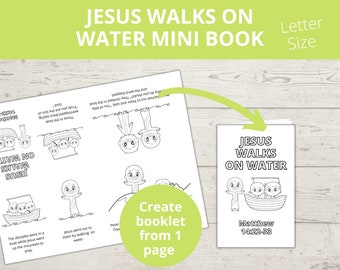 Jezus loopt op water knutselen voor kinderen, Jesus Miracles Craft, Miracle of Jesus, voorschoolse bijbelactiviteit, afdrukbaar miniboek, thuisonderwijs