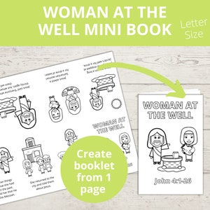 Woman at the Well Craft, Samaritan Woman Bible Story Activity,  Mini Book, Sunday school craft, Homeschool activity