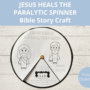 Jesus Heals a Paralyzed Man, Bible Story craft, Sunday School activity, Jesus Miracles, Jesus healing, Homeschool activity, Printable craft