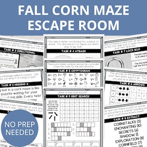 Fall Escape Room for Kids, Escape Room Printable, Thanksgiving Games Printable, Escape Room Kids, Holiday Escape Rooms, Family Game Night