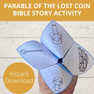 Parable of the Lost Coin, Luke 15, Parables of Jesus, Fortune Teller, Cootie Catcher,  Jesus Teaching, Sunday School, VBS