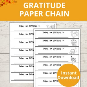Lavoretto del Ringraziamento, Sono grato per, Attività autunnale stampabile, Gratitudine del Ringraziamento, Catena di carta stampabile, Attività in classe