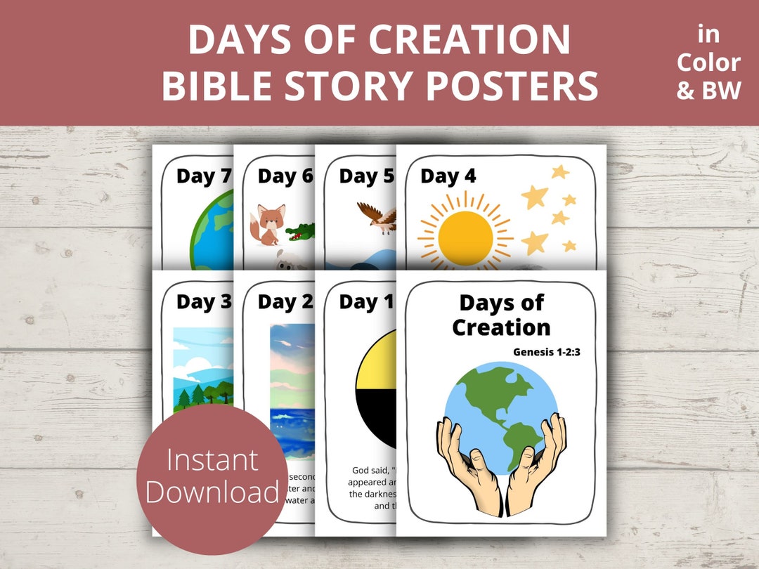 Days of Creation Printable, God Created, Bible Story Poster, Bible ...