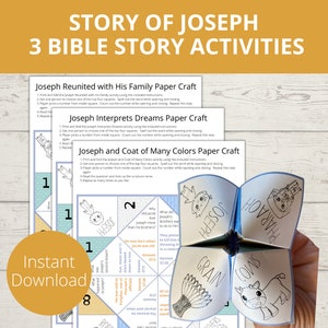 Story of Joseph, Joseph and Coat of Many Colors, Joseph Interprets Dreams, Sunday school craft, Paper craft, Fortune Teller, Cootie Catcher