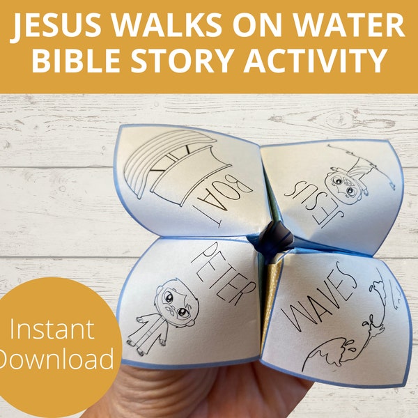 Jesus Walks on Water, Sunday school craft, Miracle of Jesus, Peter Walks on Water, Printable paper craft, Fortune Teller, Cootie Catcher