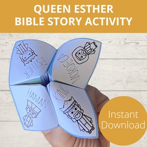 Queen Esther, Esther Craft, Fortune Teller, Cootie Catcher, Bible Story Printable, Esther For Such a Time, Esther 4, Sunday School Crafts