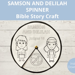 Samson and Delilah, Samson Bible Craft, Sunday School Activities, Kids Bible Craft, Homeschool Bible Worksheets, Bible Story Printable