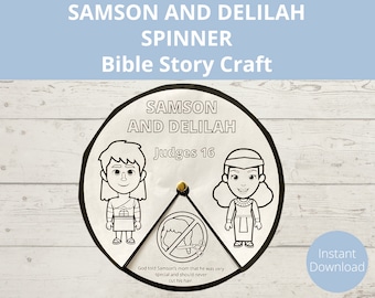 Samson and Delilah, Samson Bible Craft, Sunday School Activities, Kids Bible Craft, Homeschool Bible Worksheets, Bible Story Printable