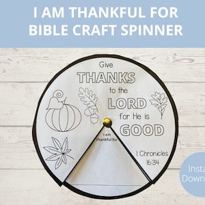Sono grato per la stampabilità, Ringrazio il Signore, Attività del Ringraziamento, Artigianato della scuola domenicale, Attività di storie bibliche, Spinner per bambini