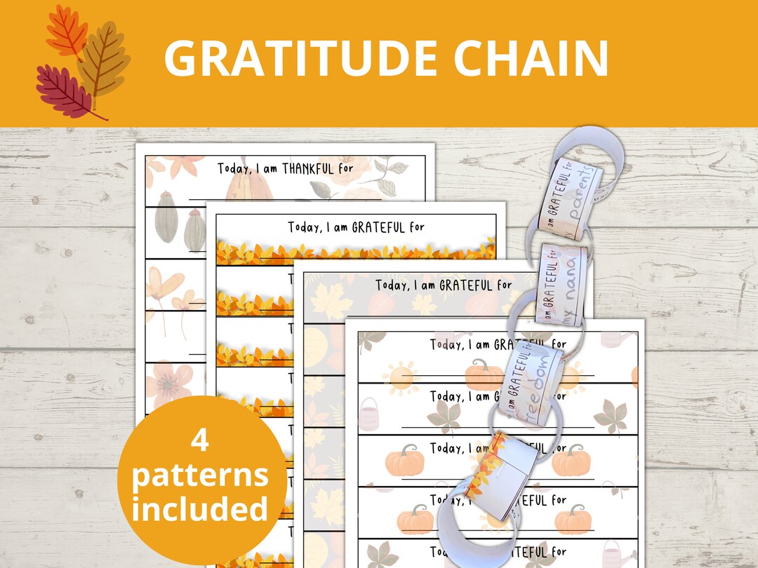 Thanksgiving Gratitude Paper Chain, I Am Thankful For, Fall Activity