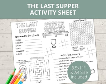 Last Supper Craft, , Bible activity for Kids, Church Kids Activity, Jesus Last Supper, Sunday School Activities, Bible Placemat, Holy Week