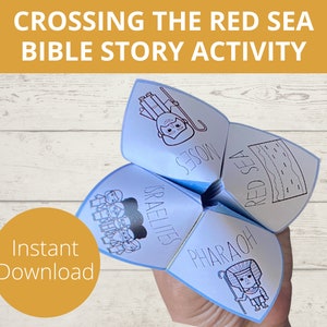 Crossing the Red Sea, Moses Parts the Red Sea, Fortune Teller, Moses Red Sea, Cootie Catcher, Bible Story Printable, Exodus 14, VBS
