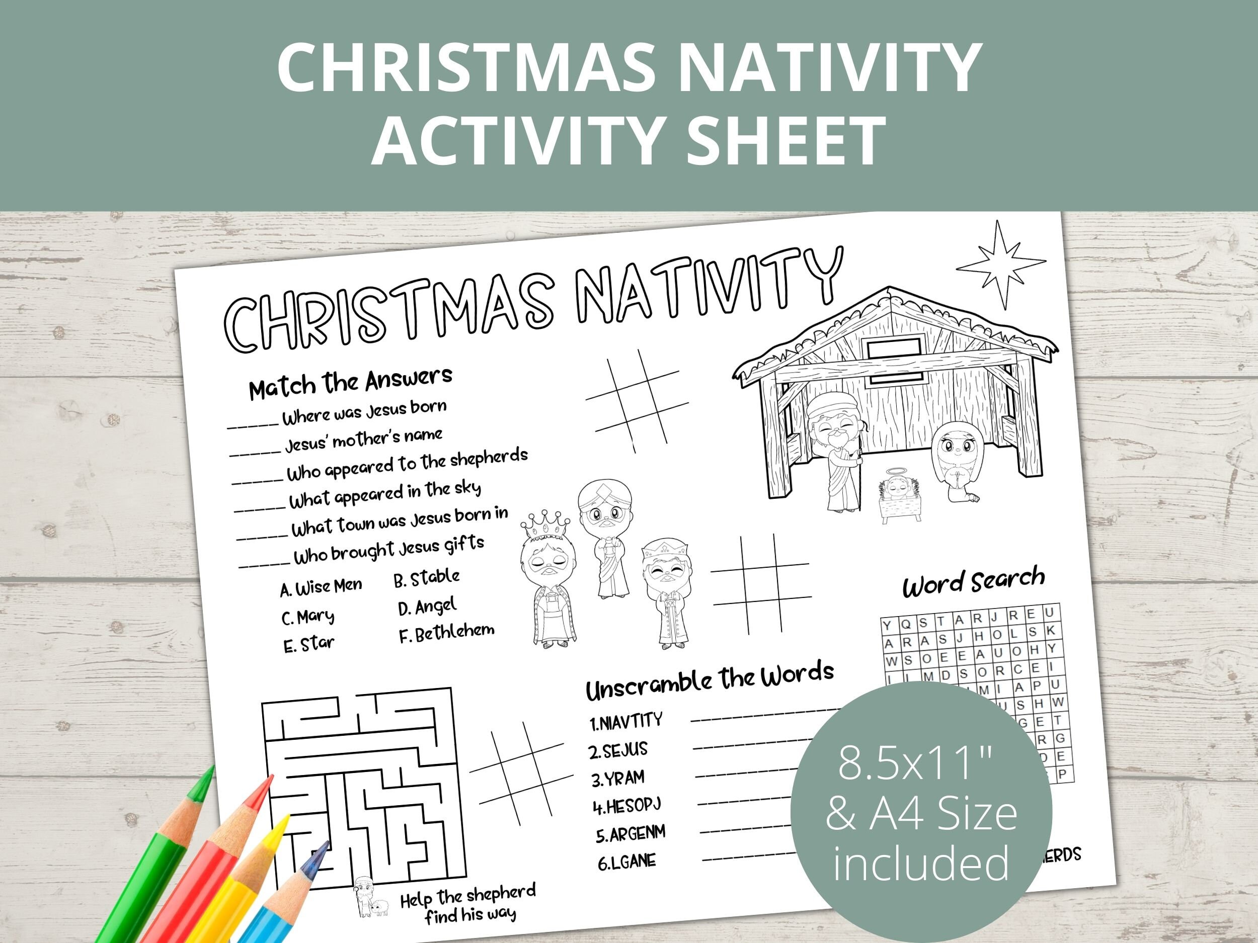 Christmas Nativity for Kids, Church Kids Activity, Bible Activity ...