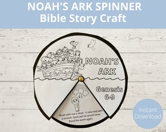 Noahs Ark Coloring Wheel, Printable Bible Activity, Kids Bible Lesson ...