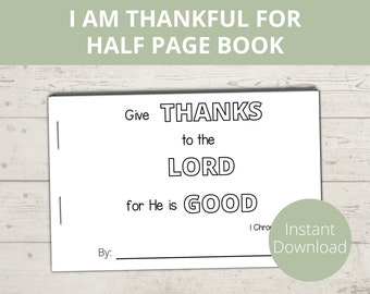I am Thankful For, Give Thanks to the Lord, Thanksgiving Activity, Bible Mini Coloring Book, Sunday School Craft, Preschool Bible Craft