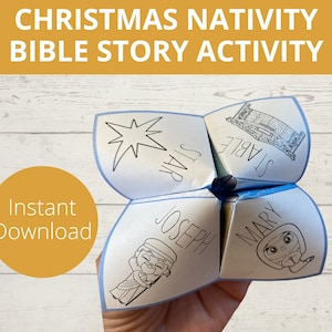 Christmas Nativity Craft, Sunday School Craft Christmas, Christmas Bible Craft, Birth of Jesus, Fortune Teller, Cootie Catcher