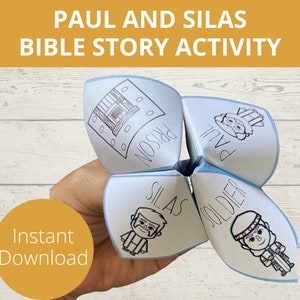Paul und Silas Craft, Paul Bibelgeschichten, Wahrsager, Cootie Catcher, Apostelgeschichte 16, Bibelgeschichte druckbar, Sonntagsschulhandwerk, VBS