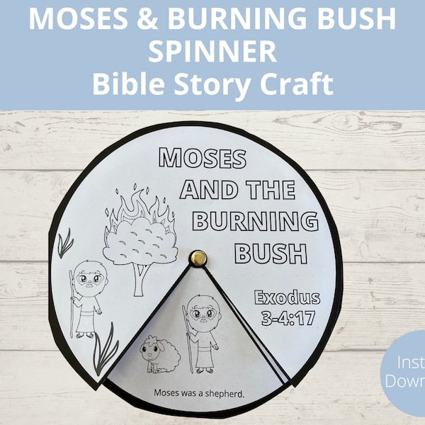 Moses and the Burning Bush Sunday school Craft, Bible Story Activities, Obedience to God, Printable Bible craft, Kids Spinner, A4 Size