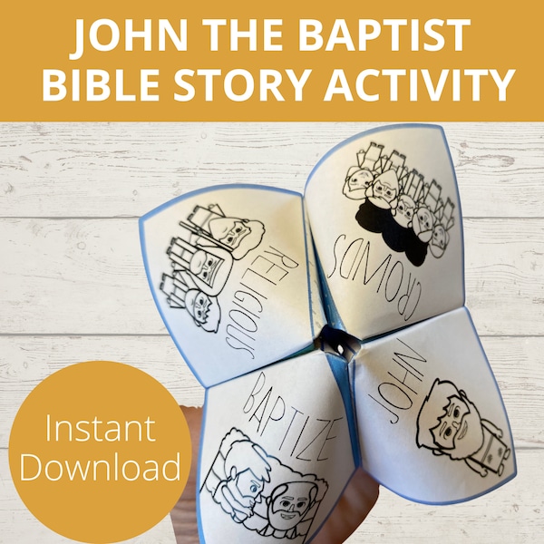 John the Baptist, Bible Story Activity, Sunday School Craft, Fortune Teller, Cootie Catcher, Folding Paper, Homeschool activity