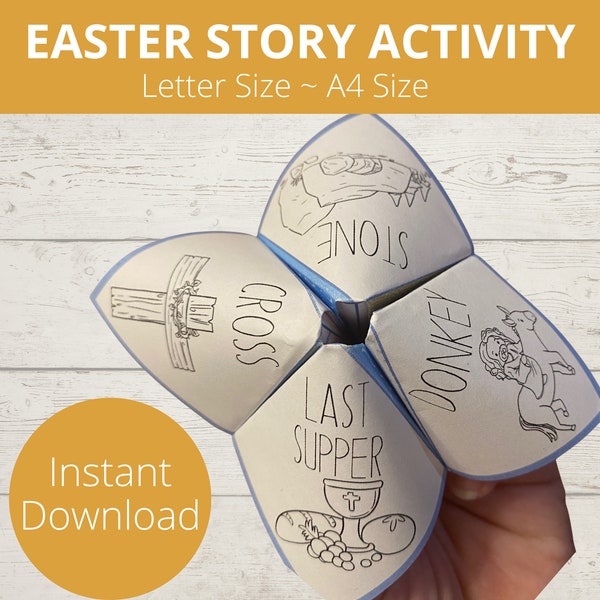 Easter Story for kid, Sunday school craft, Easter Story craft, He is Risen, Printable paper craft, Fortune Teller, Cootie Catcher