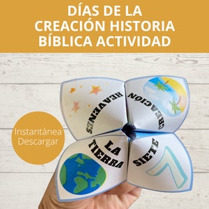 In English, Dias de la Creacion Historia Biblica Actividad, Days of Creation, Creation Bible Story, Manualidades de papel para niños