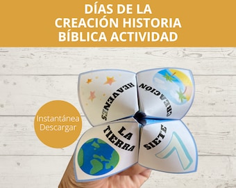 En español, Dias de la Creacion Historia Biblica Actividad, Days of Creation, Creation Bible Story, Manualidades de papel para niños