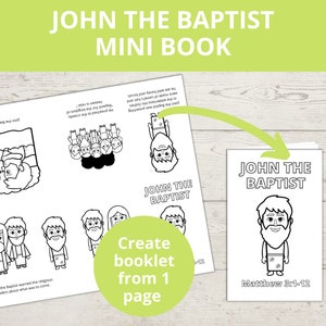John the Baptist, Bible Story Activity,  Mini Book, Sunday school craft, Homeschool activity, Printable craft for kids