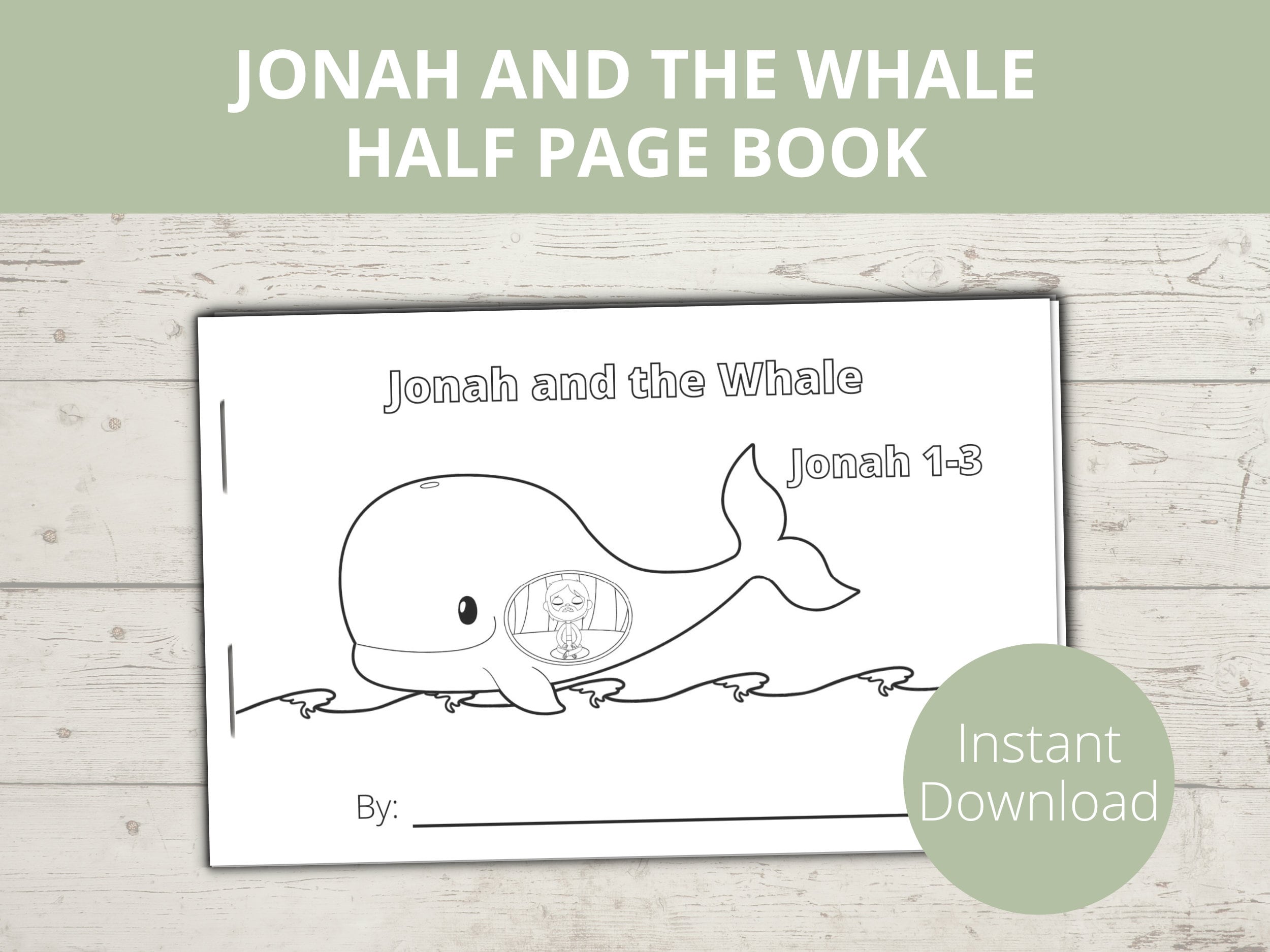 Jonah and the Whale, Sunday School Activities, Bible Story Coloring Book, Sunday School crafts, Preschool Bible Lesson, Mini Books Printable