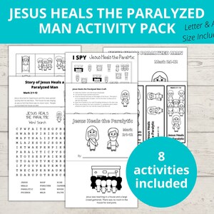 Jesus Heals a Paralyzed Man, Jesus Miracles Crafts, Sunday School Crafts, Bible Story Activity for Kids, Jesus Heals, I Spy, Word Search