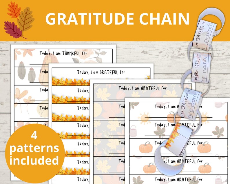 Thanksgiving Gratitude Paper Chain I Am Thankful For Fall Etsy