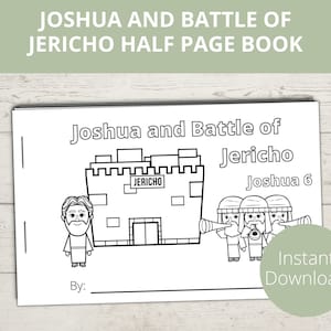 Joshua and Battle of Jericho, Half Page Printable, Sunday School Craft, Preschool Bible Lesson, Coloring Pages