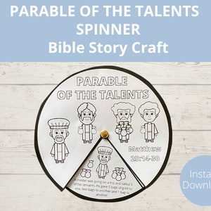 Parable of the Talents, Jesus Teaching, Bible Story activity, Sunday School craft, Parables of Jesus printable, Homeschool Bible Activity