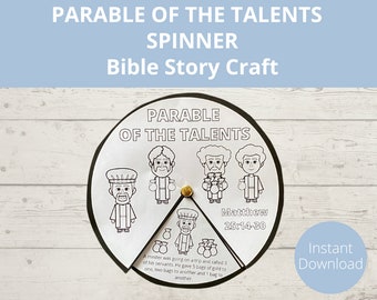 Parable of the Talents, Jesus Teaching, Bible Story activity, Sunday School craft, Parables of Jesus printable, Homeschool Bible Activity