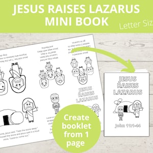 Jesus raises Lazarus craft, Raising of Lazarus, Sunday school craft, Lazarus Tomb, Lazarus Craft, Printable Mini Book, Jesus Miracles