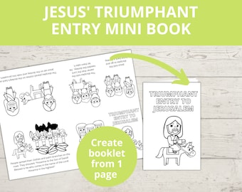 Palm Sunday Activity, Jesus Triumphant Entry to Jerusalem Sunday school craft, Bible Story Craft, Printable Mini Book, Homeschool activity