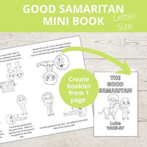 Good Samaritan craft, Parables of Jesus, Printable Mini Books, Kids crafts Printable, Homeschool, Sunday School Craft, Bible Story Activity