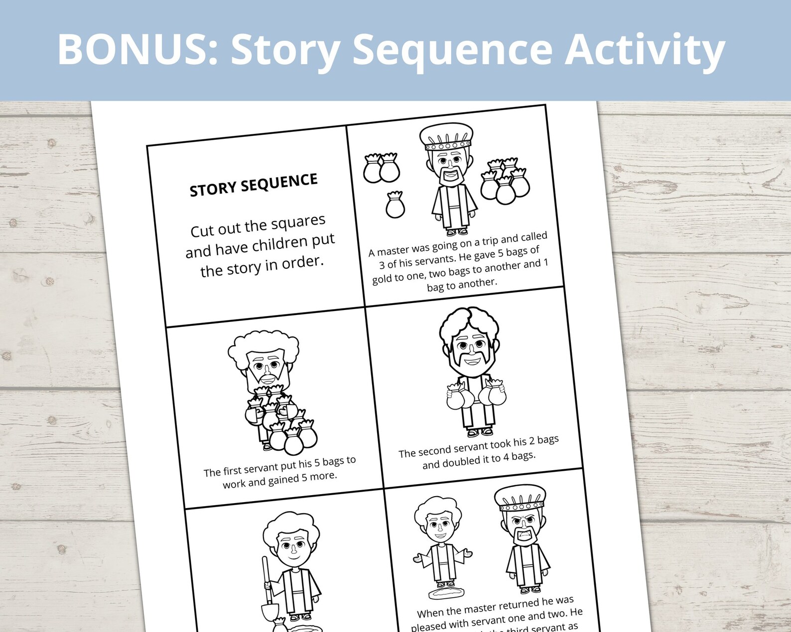 Parable Of The Talents Jesus Teaching Bible Story Activity Etsy