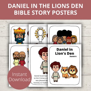 Daniel in the Lions Den, Bible Story Posters, Bible Coloring Pages for