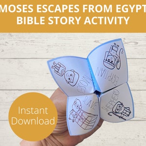 Moses Craft for Kids, Fortune Teller, Moses Escapes Egypt, Cootie Catcher, VBS, Exodus 2, Moses Sunday School, Sunday School Crafts