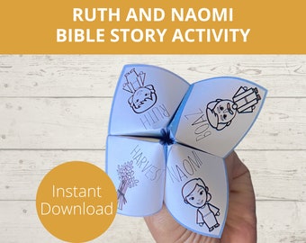 Ruth en Naomi, Ruth en Boaz Craft, waarzegster, Cootie Catcher, Ruth Naomi, Bijbelverhaal afdrukbaar, zondagsschoolambachten